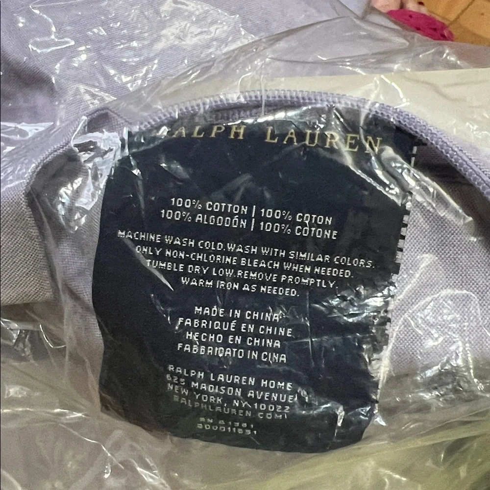 Ralph Lauren home Pillow Sham Luxury Oxford 18”x18”Lavendar